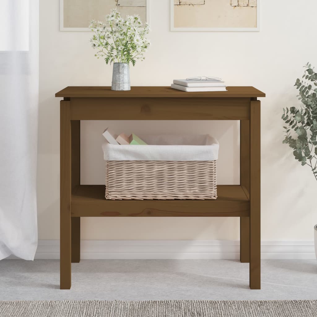 Mesa consola 80x40x75 cm madeira de pinho maciça branco