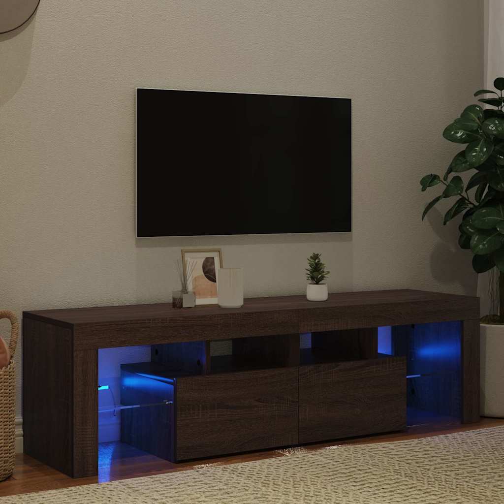 Móvel de TV com luzes LED 140x36,5x40 cm cinzento sonoma