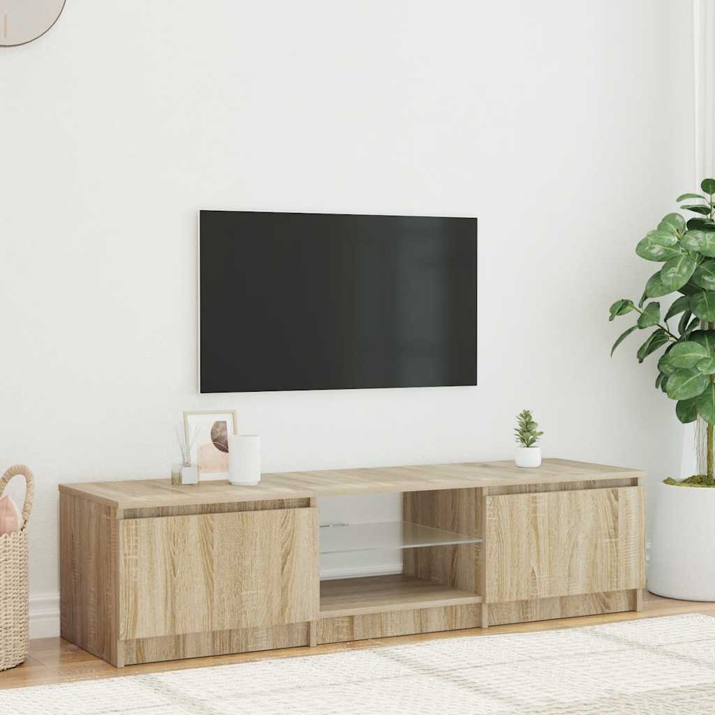 Móvel de TV com luzes LED 140x40x36 cm cinzento sonoma