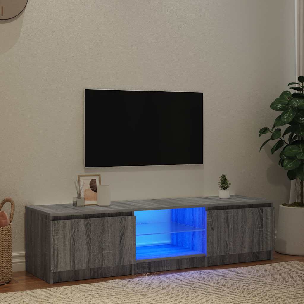 Móvel de TV com luzes LED 140x40x36 cm cinzento sonoma
