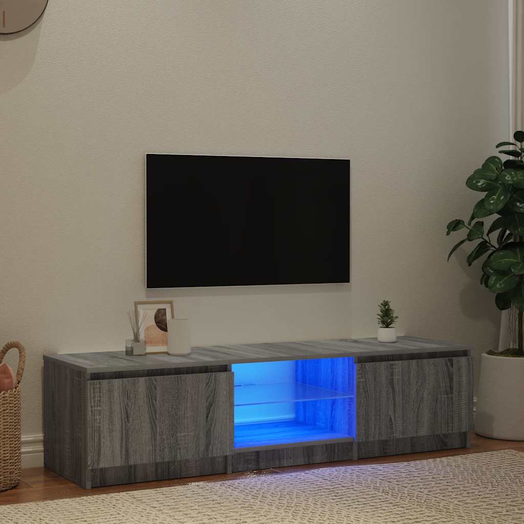 Móvel de TV com luzes LED 140x40x36 cm cinzento sonoma