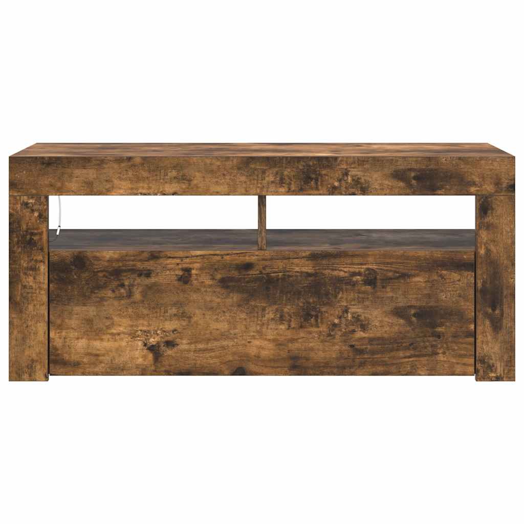 Móvel de TV com luzes LED 90x35x40 cm cinzento sonoma