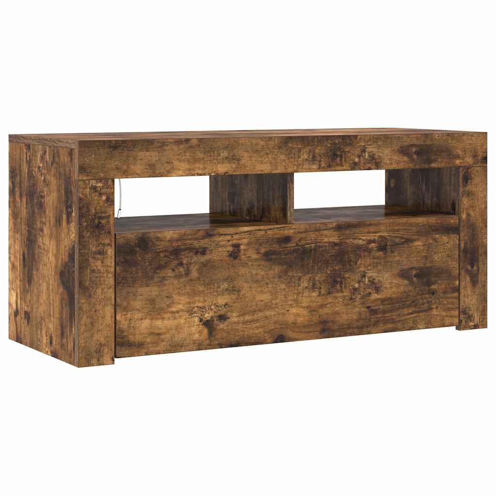 Móvel de TV com luzes LED 90x35x40 cm cinzento sonoma
