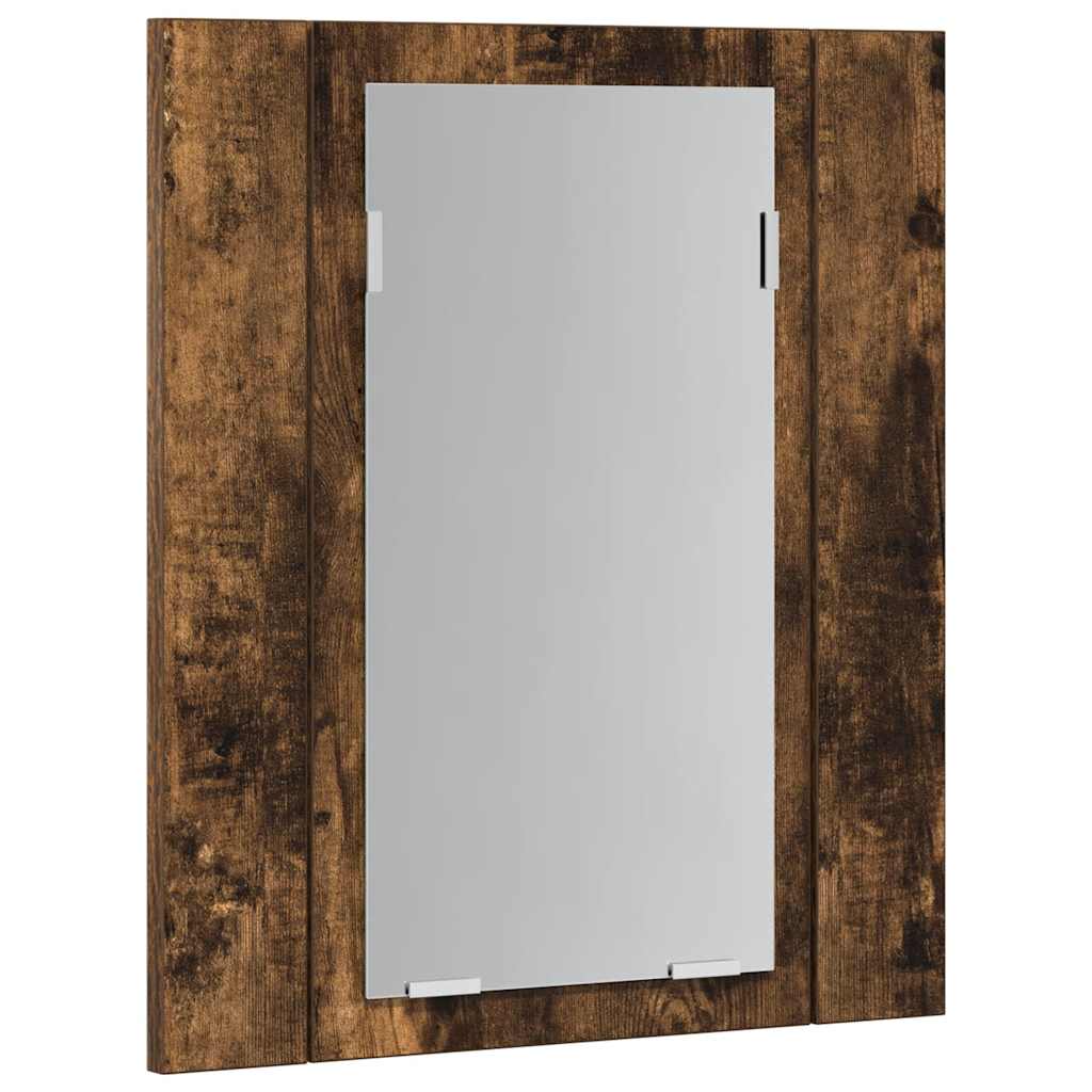 Armário WC c/ espelho/luzes LED derivados madeira cinza sonoma