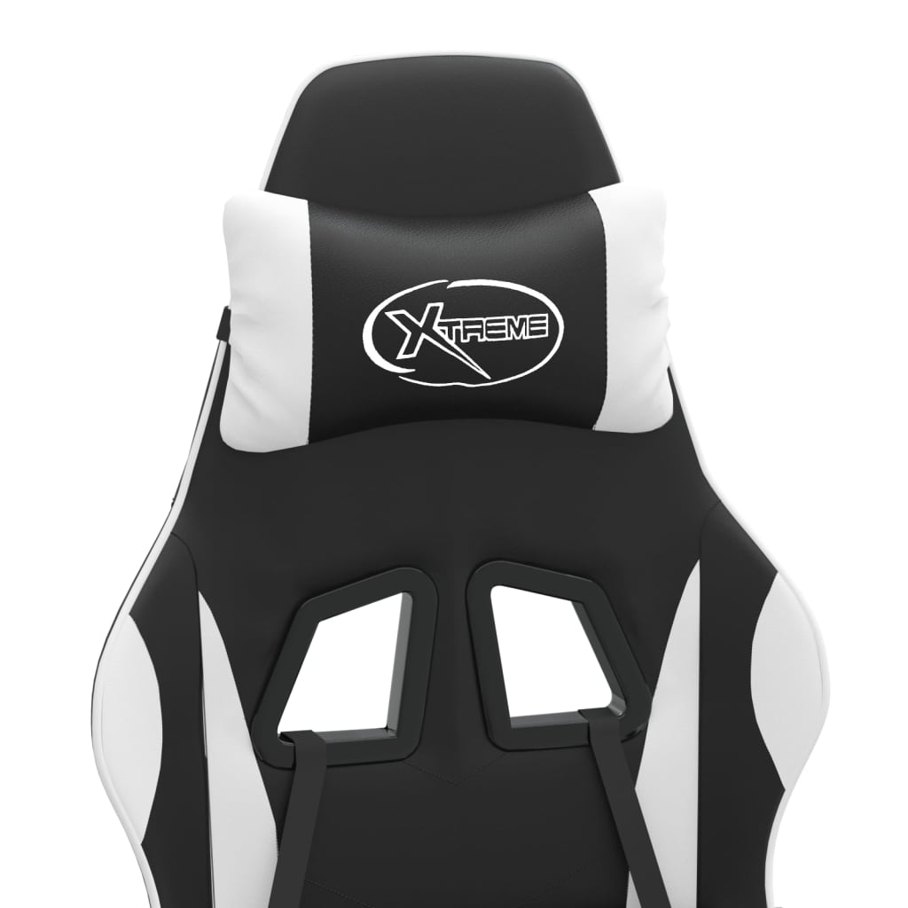 Cadeira gaming giratória couro artificial branco e rosa