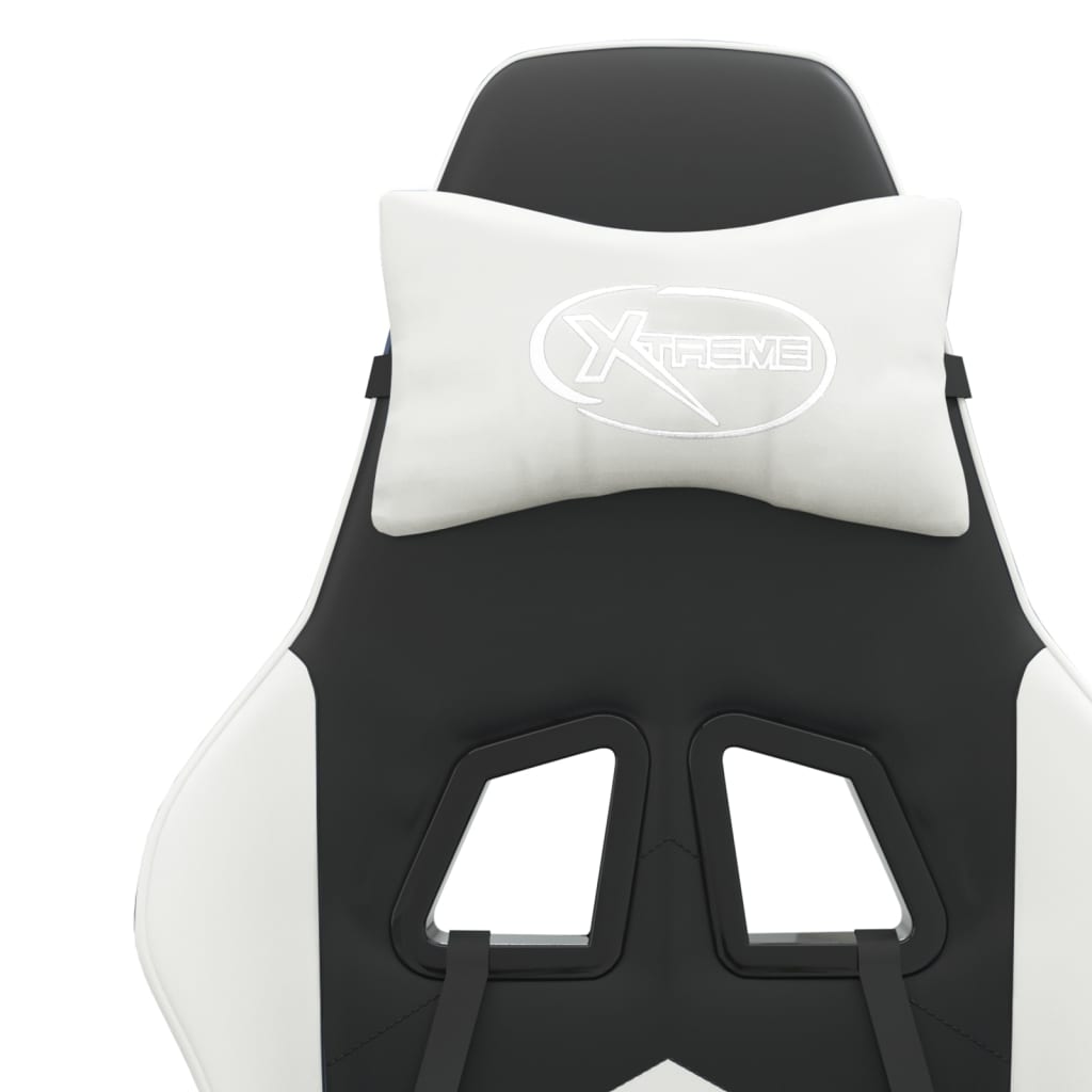 Cadeira gaming giratória couro artificial branco e rosa