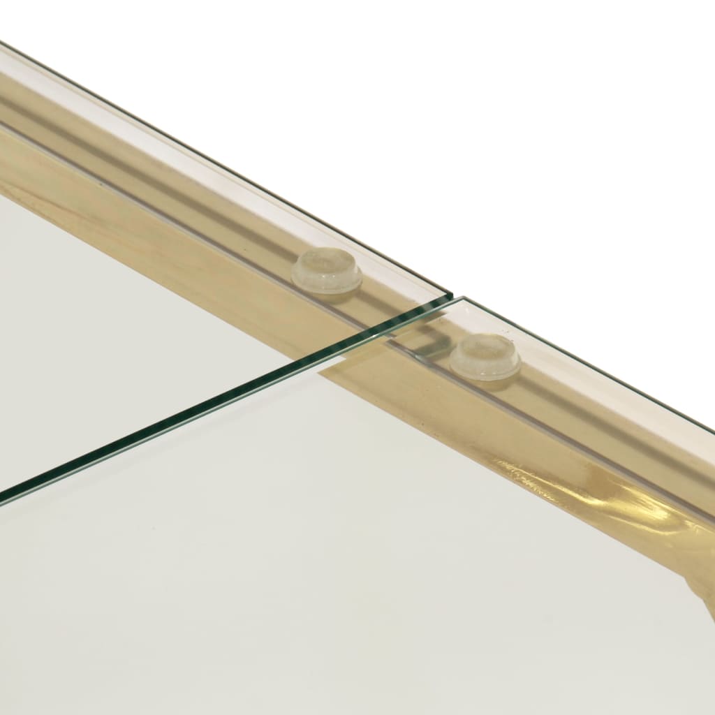 Mesa de centro aço inoxidável e vidro temperado dourado