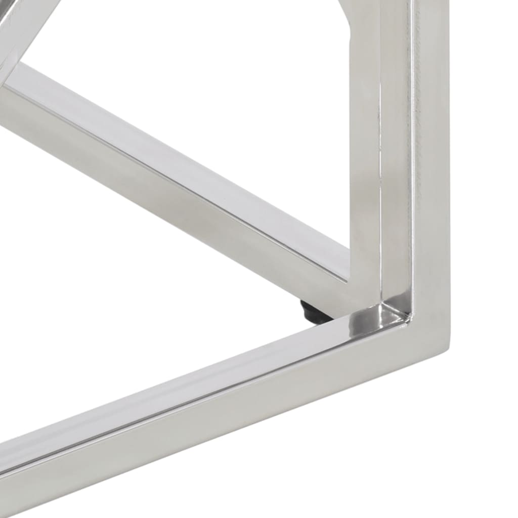 Mesa de centro aço inoxidável e vidro temperado prateado