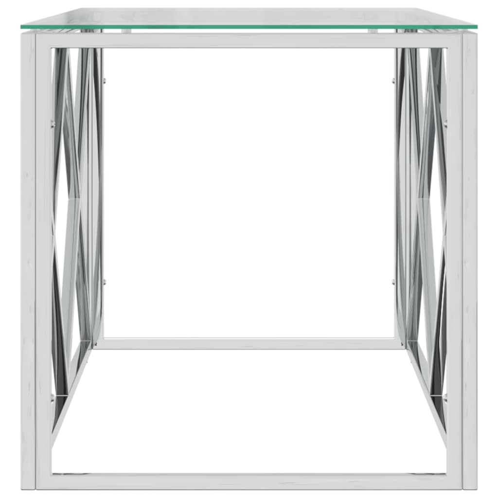 Mesa de centro 110x45x45 cm aço inoxidável e vidro