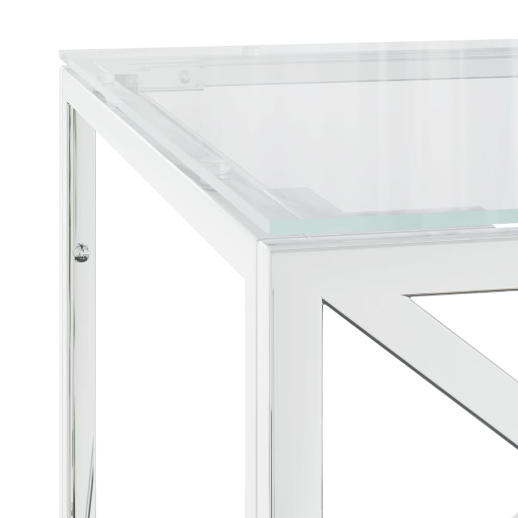 Mesa de centro 110x45x45 cm aço inoxidável e vidro