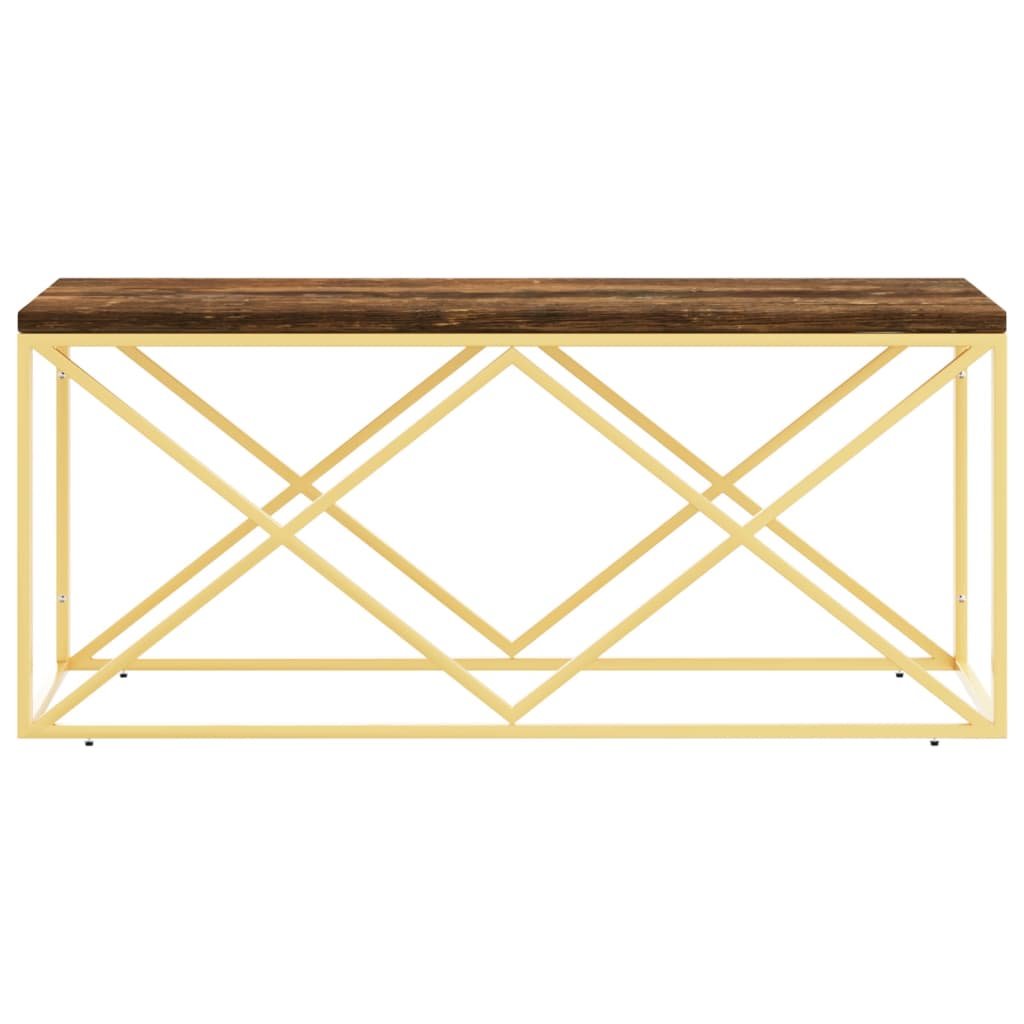 Mesa de centro aço inoxidável e madeira recuperada maciça