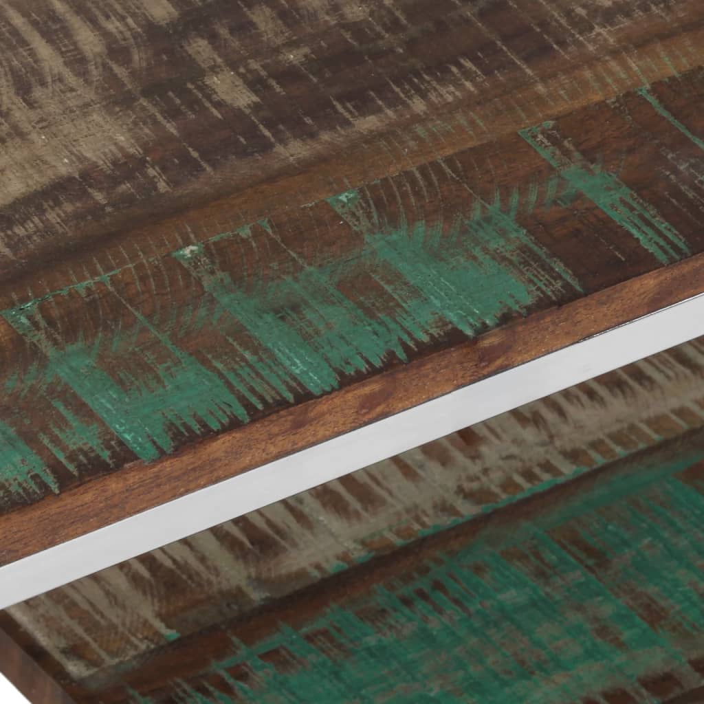 Mesa centro aço inoxidável/madeira recuperada maciça prateado