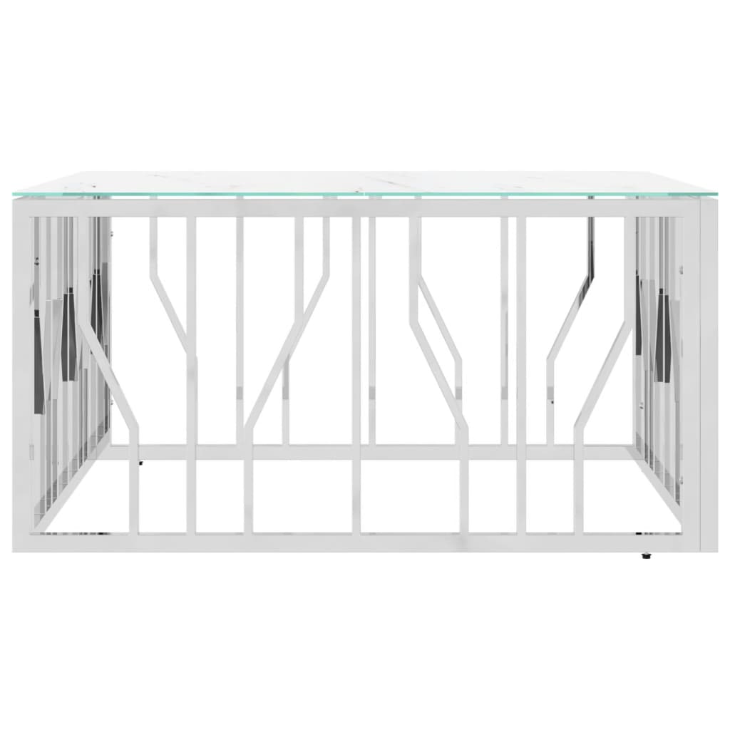 Mesa de centro 80x80x40 cm aço inoxidável e vidro prateado