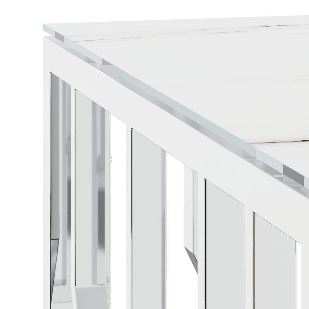 Mesa de centro 80x80x40 cm aço inoxidável e vidro prateado