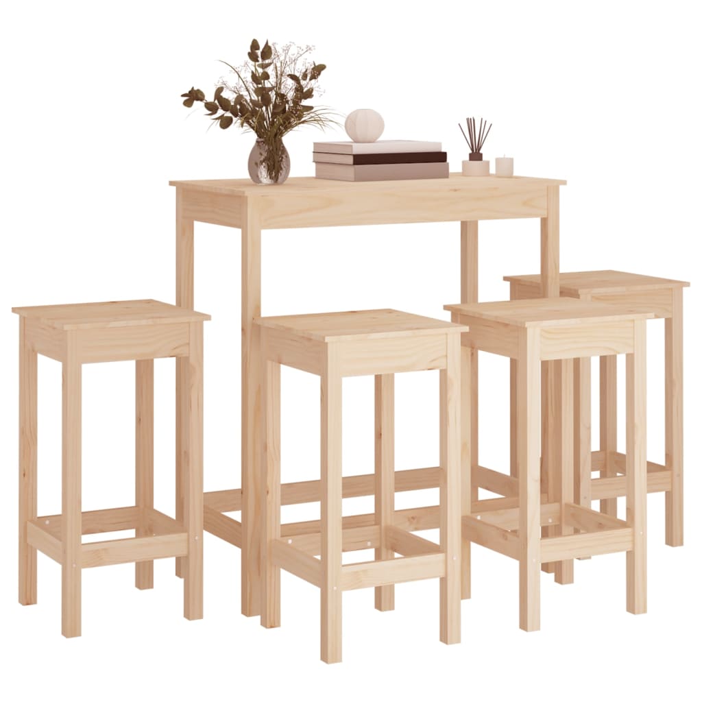 5 pcs conjunto de bar pinho maciço branco