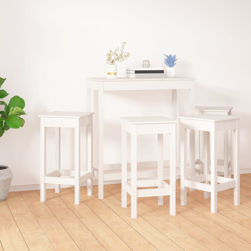5 pcs conjunto de bar pinho maciço branco