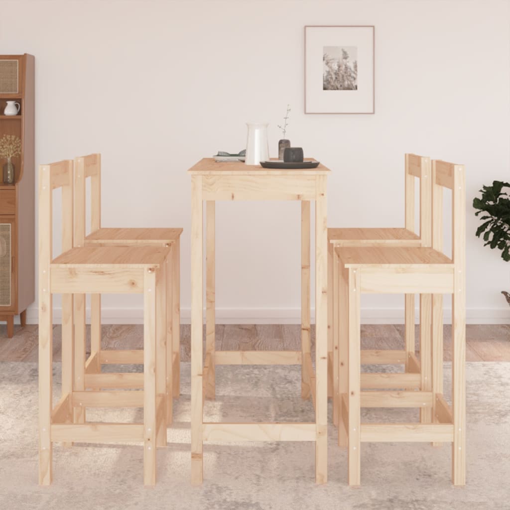 5 pcs conjunto de bar pinho maciço branco