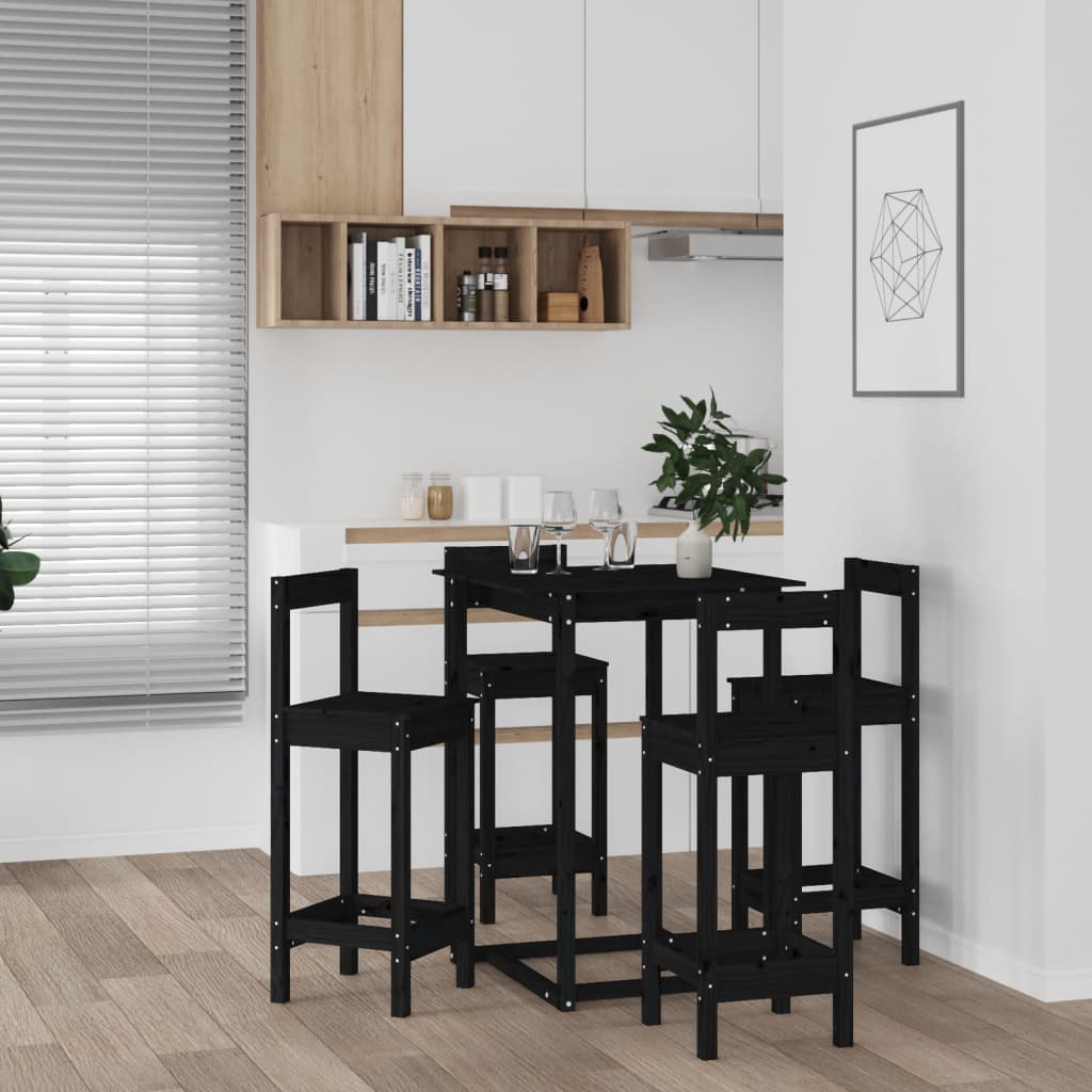 5 pcs conjunto de bar pinho maciço branco