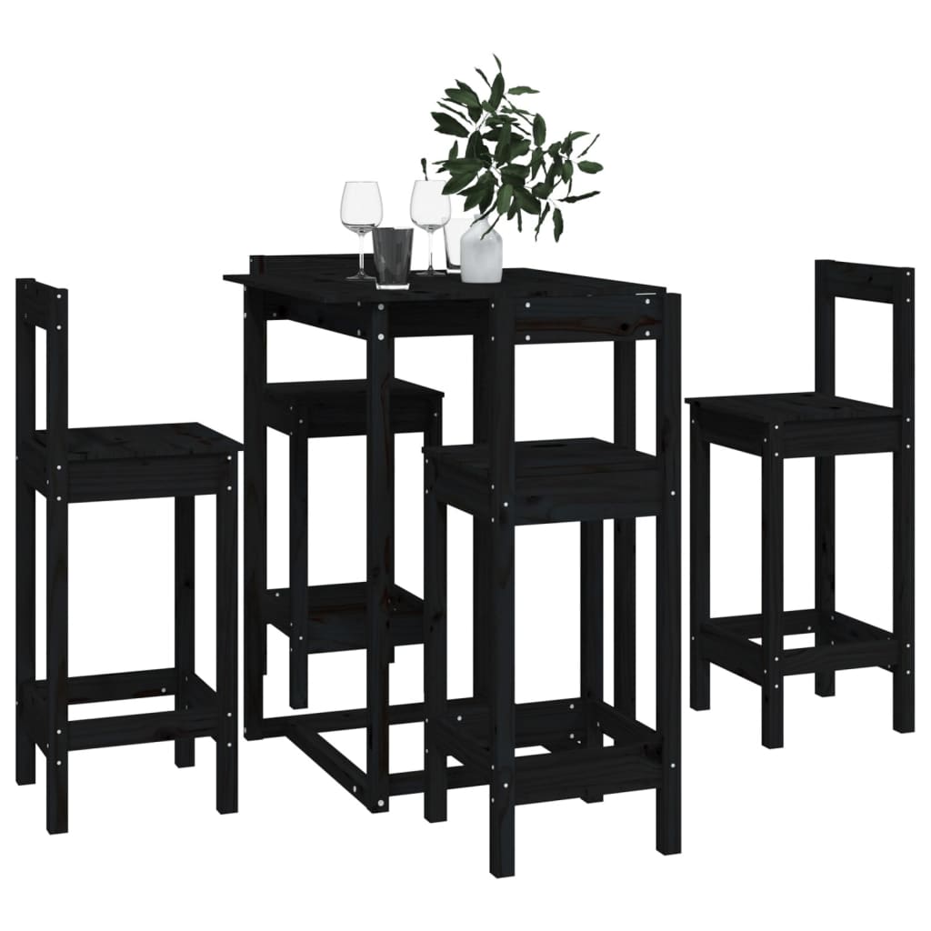 5 pcs conjunto de bar pinho maciço branco