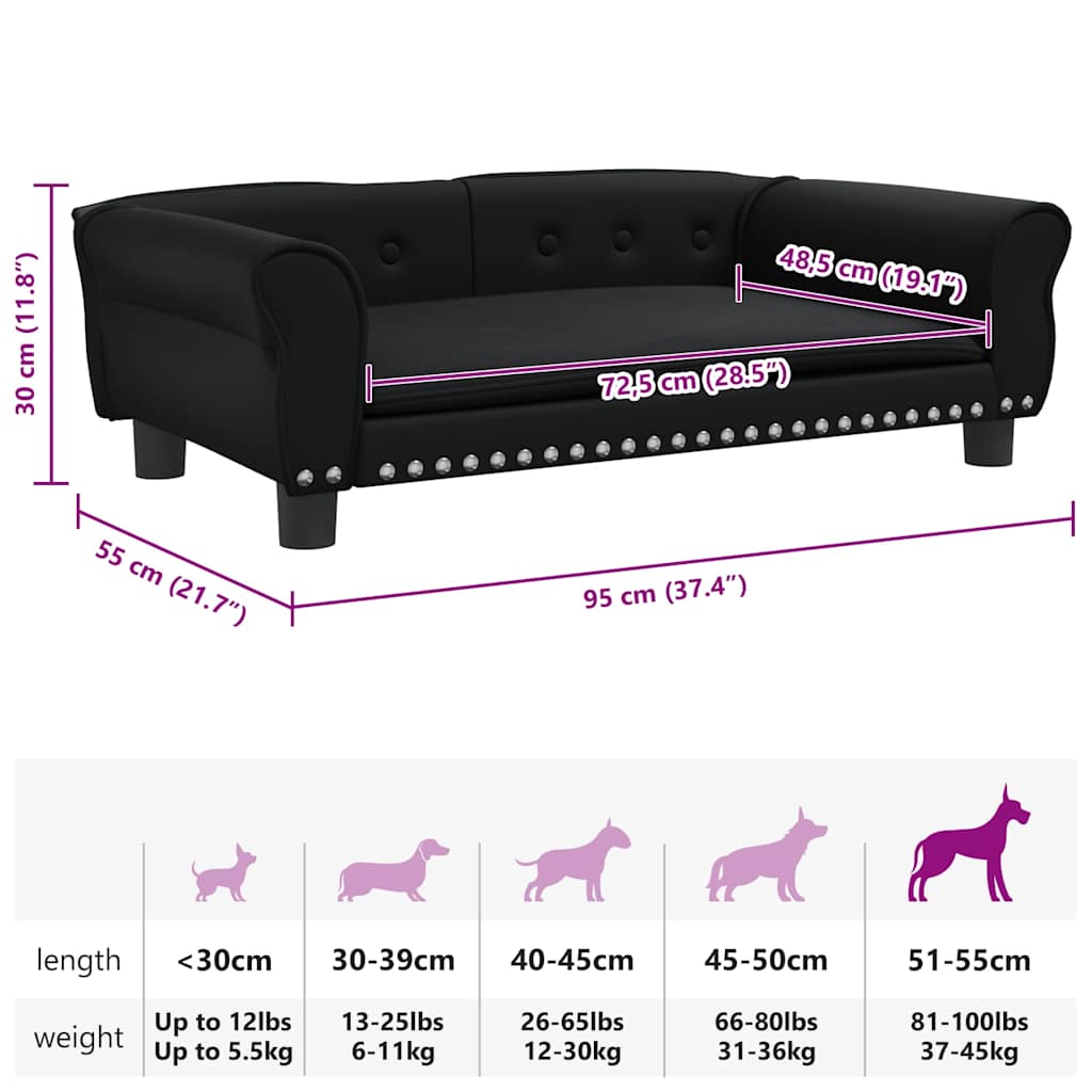 Cama para cães 95x55x30 cm couro artificial cinzento