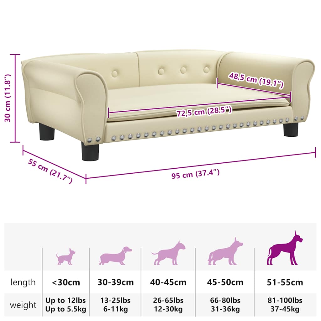 Cama para cães 95x55x30 cm couro artificial cinzento