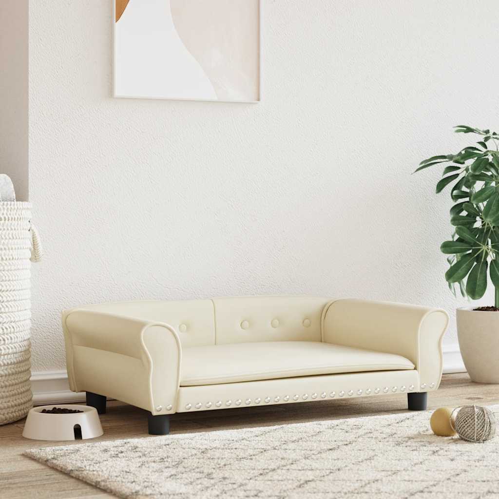 Cama para cães 95x55x30 cm couro artificial cinzento