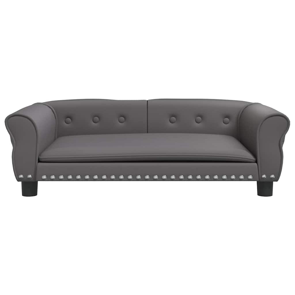 Cama para cães 95x55x30 cm couro artificial cinzento