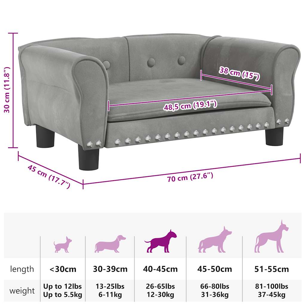Cama para cães 70x52x30 cm veludo azul