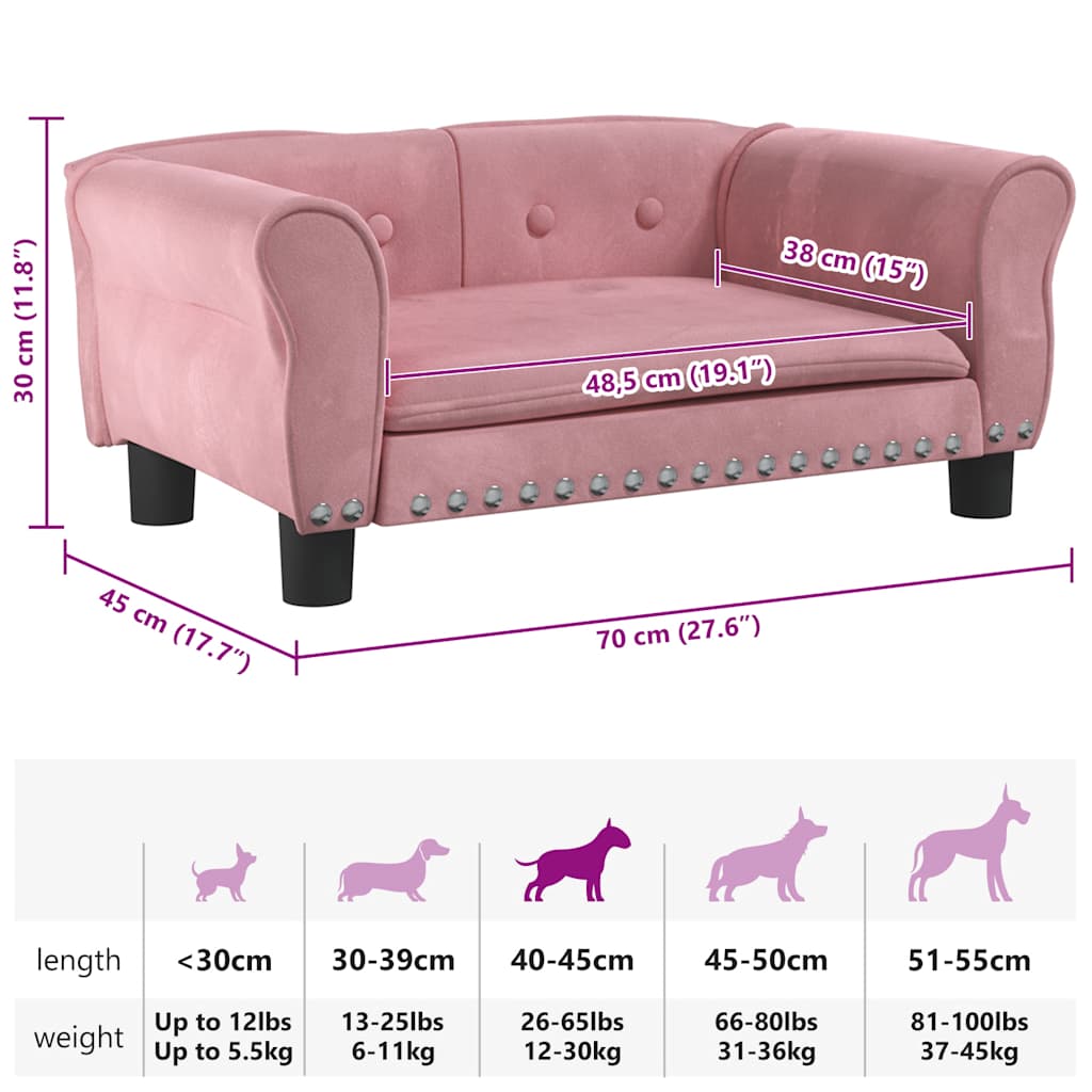 Cama para cães 70x52x30 cm veludo azul