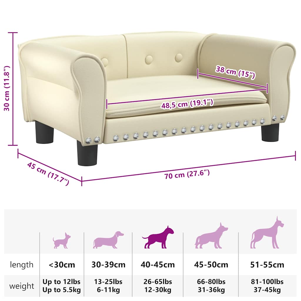 Cama para cães 95x55x30 cm couro artificial cinzento