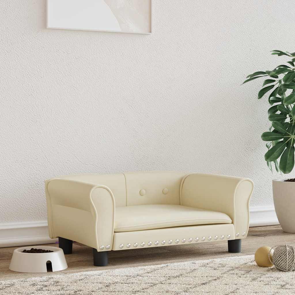 Cama para cães 95x55x30 cm couro artificial cinzento