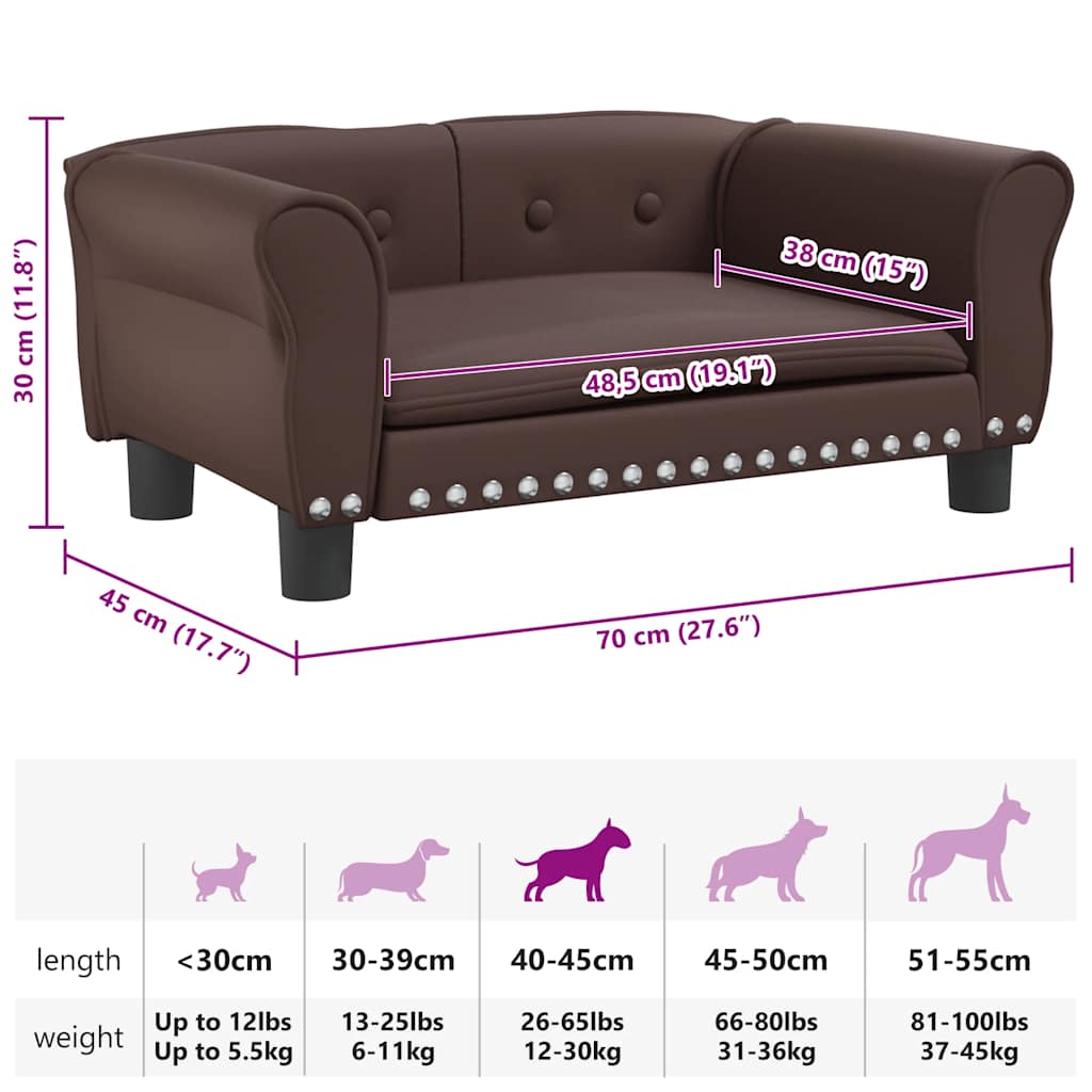 Cama para cães 95x55x30 cm couro artificial cinzento