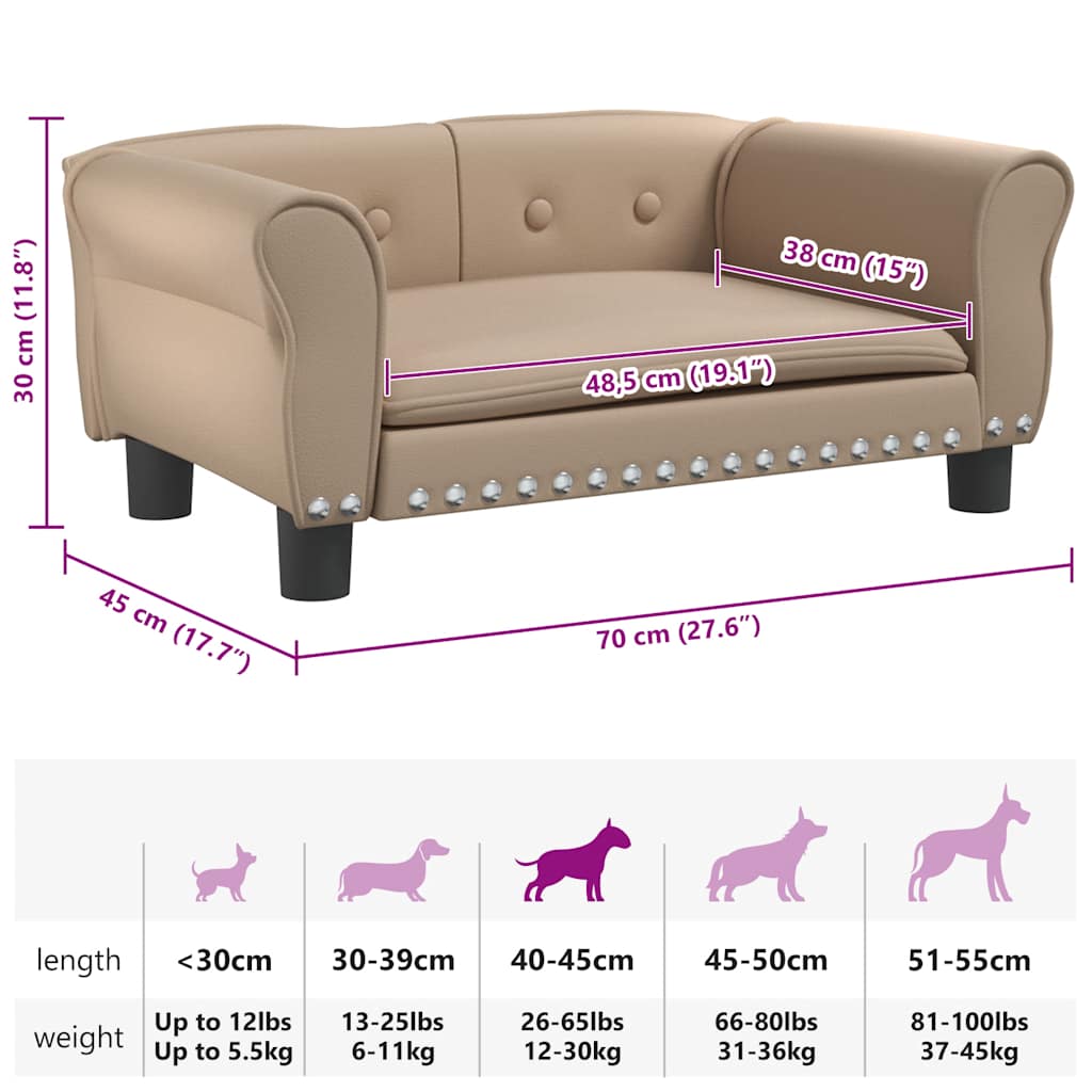 Cama para cães 95x55x30 cm couro artificial cinzento