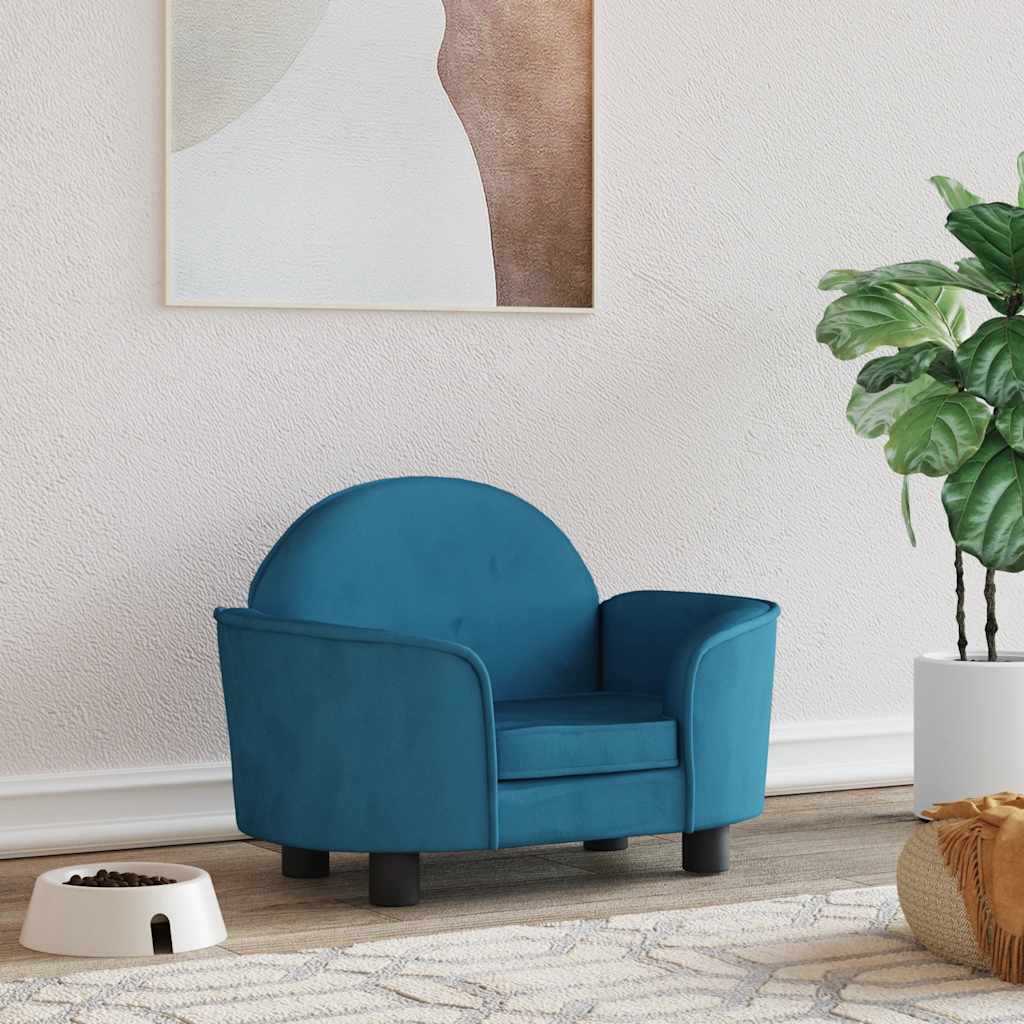 Cama para cães 70x52x30 cm veludo azul