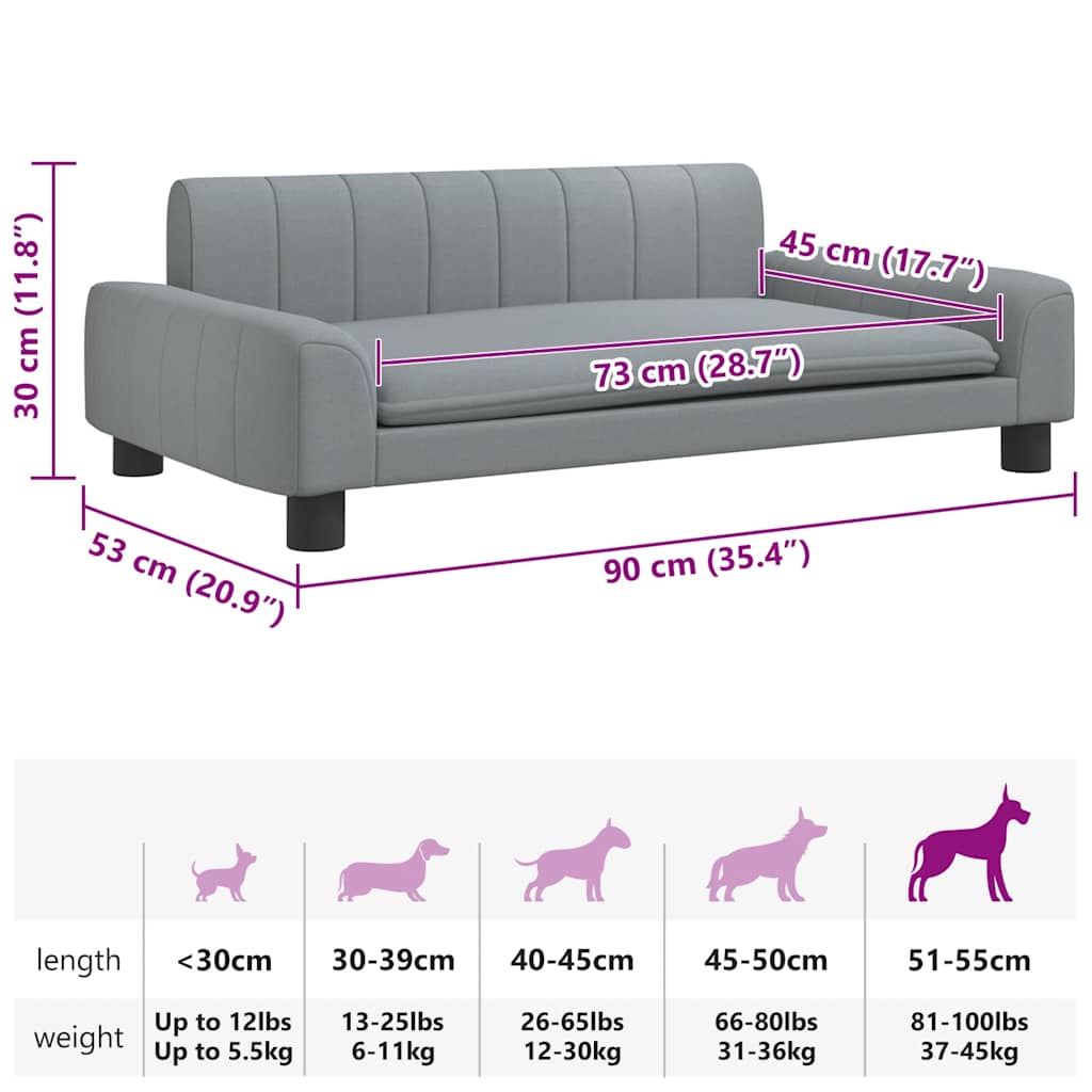 Cama para cães 70x45x30 cm tecido cinzento-acastanhado