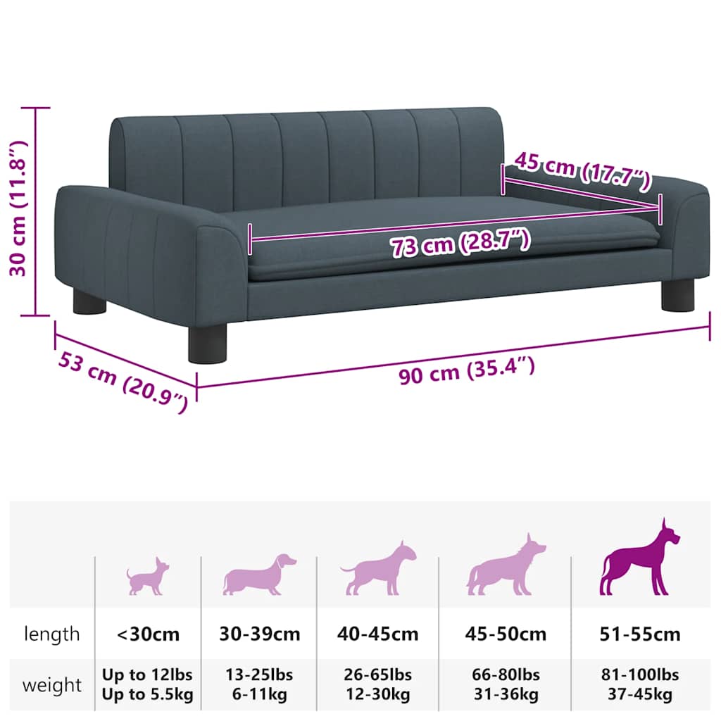 Cama para cães 70x45x30 cm tecido cinzento-acastanhado