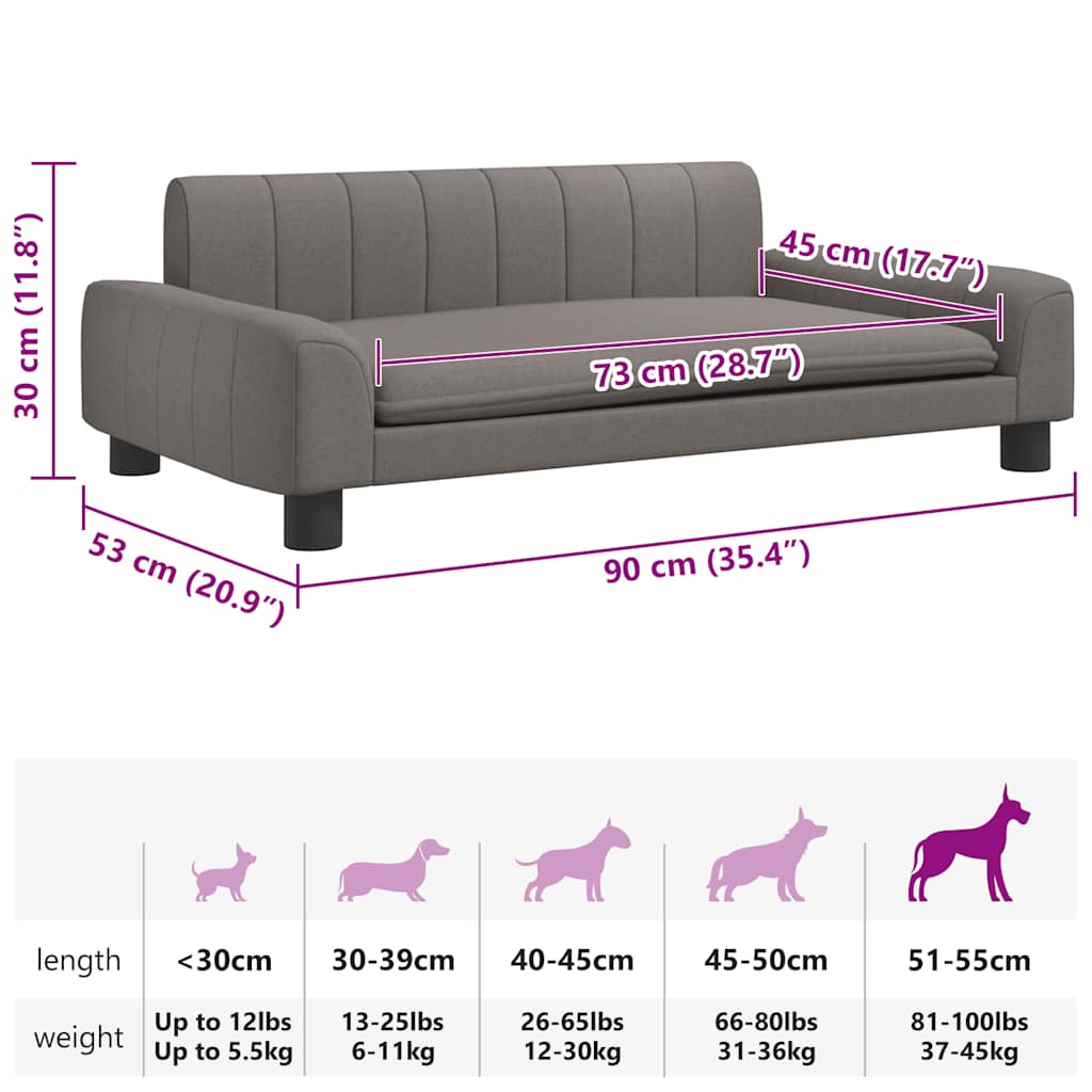 Cama para cães 70x45x30 cm tecido cinzento-acastanhado
