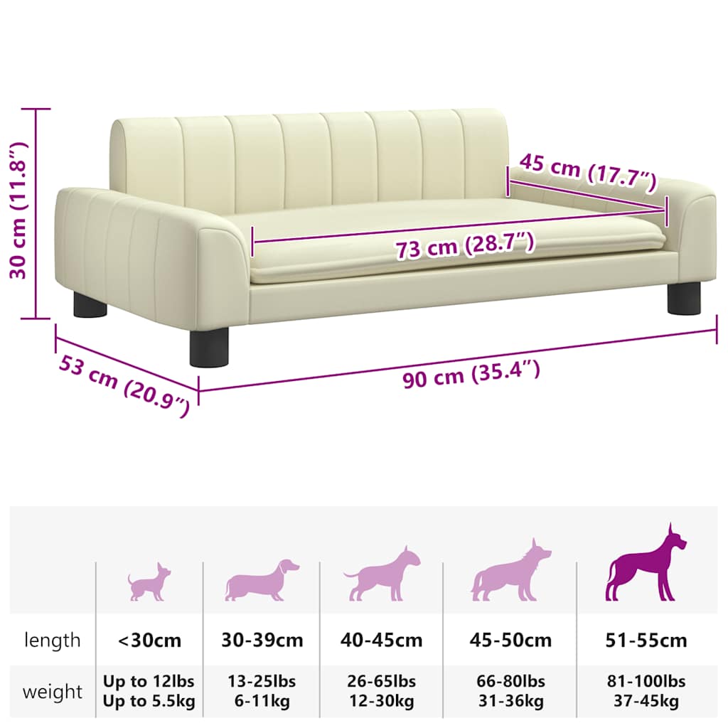 Cama para cães 70x45x28 cm couro artificial cinzento
