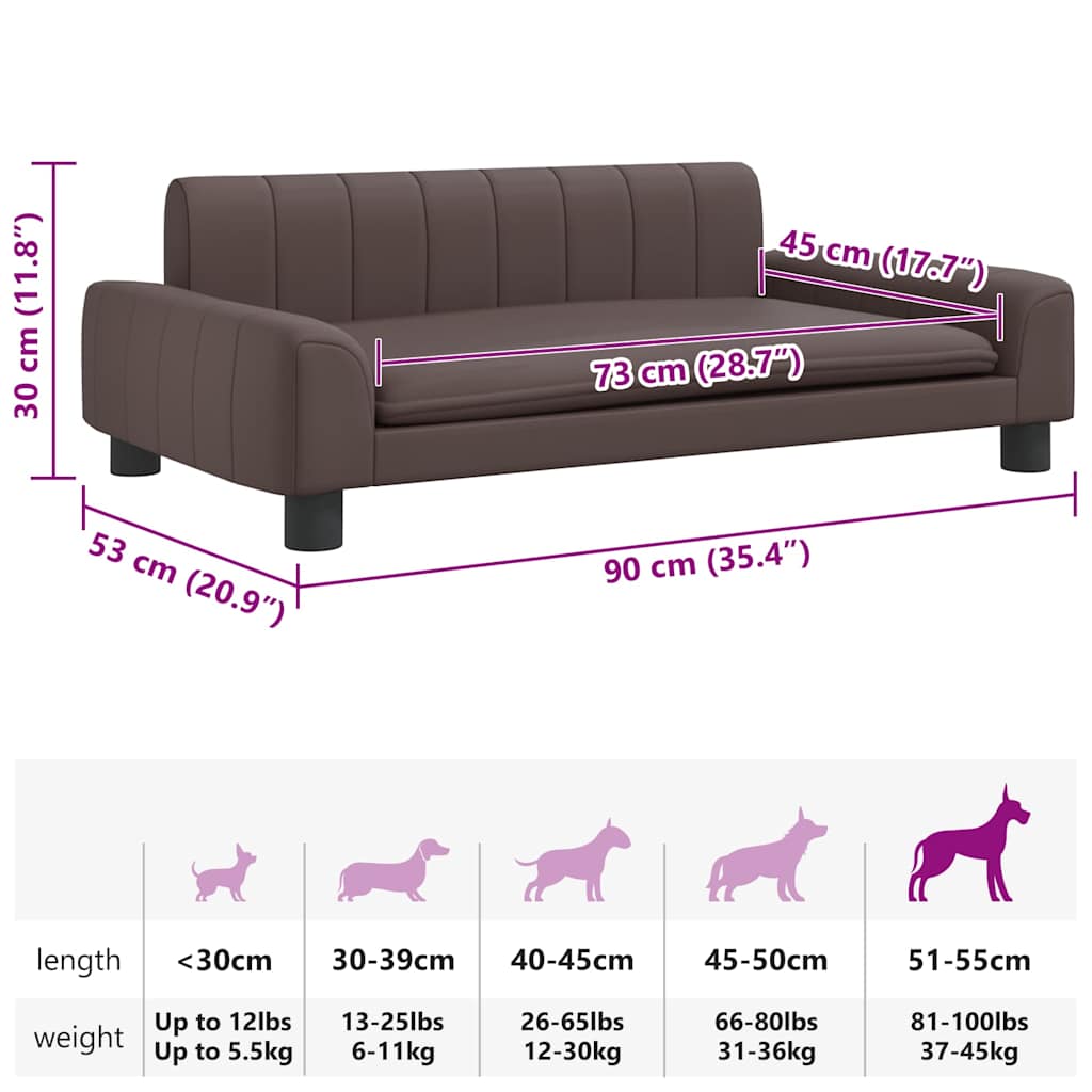 Cama para cães 70x45x28 cm couro artificial cinzento