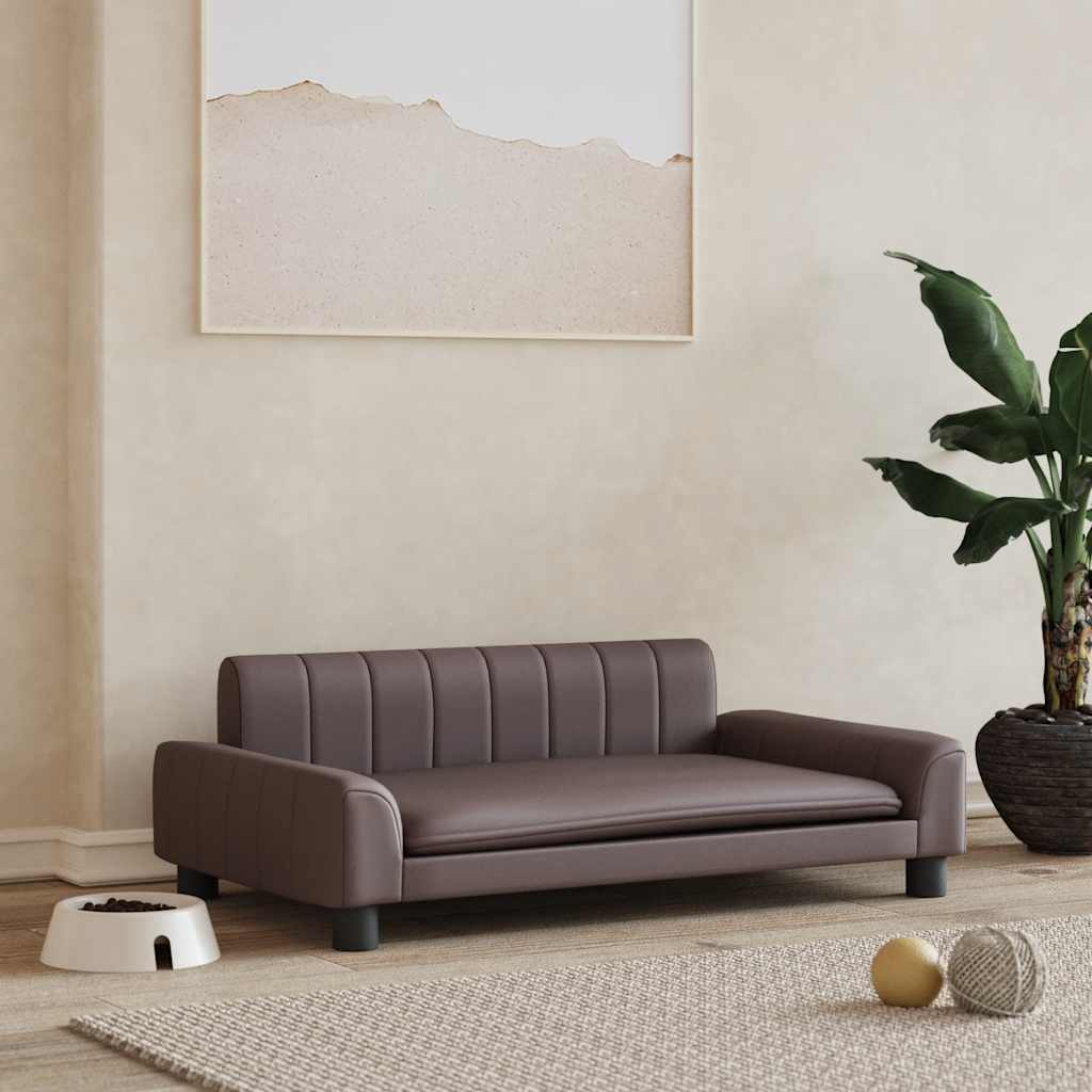 Cama para cães 70x45x28 cm couro artificial cinzento