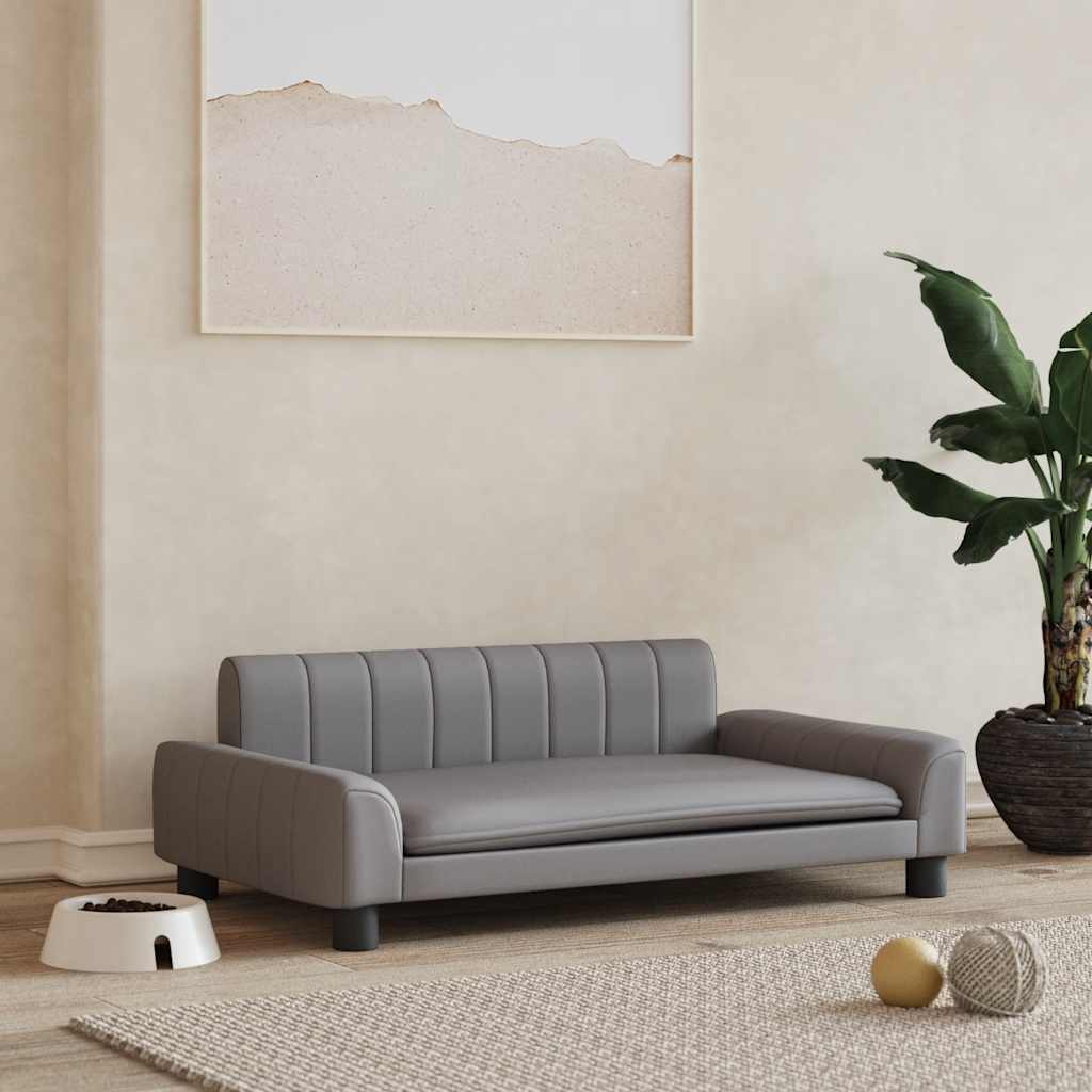 Cama para cães 70x45x28 cm couro artificial cinzento