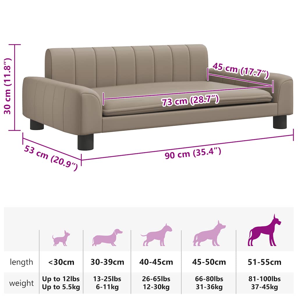 Cama para cães 70x45x28 cm couro artificial cinzento