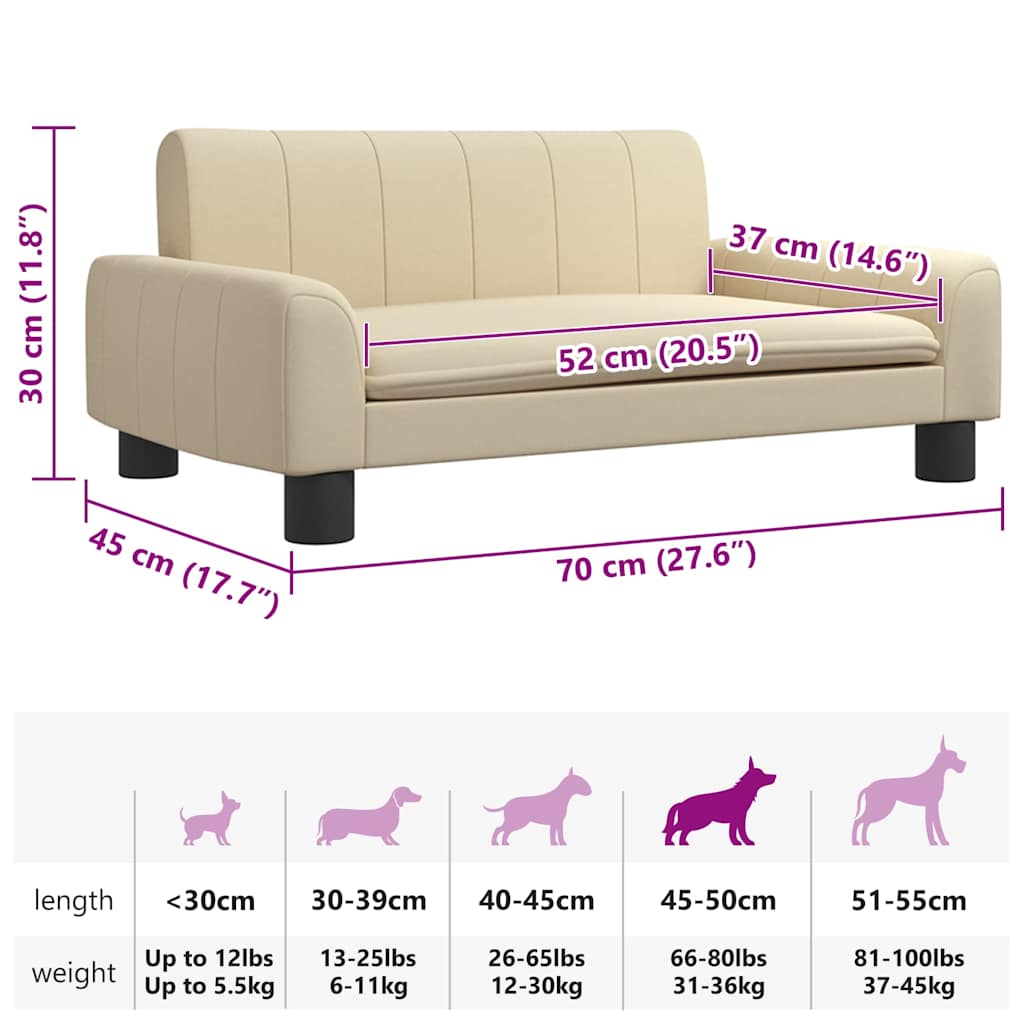 Cama para cães 70x45x30 cm tecido cinzento-acastanhado