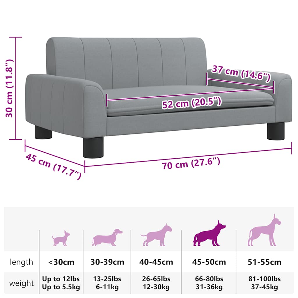 Cama para cães 70x45x30 cm tecido cinzento-acastanhado
