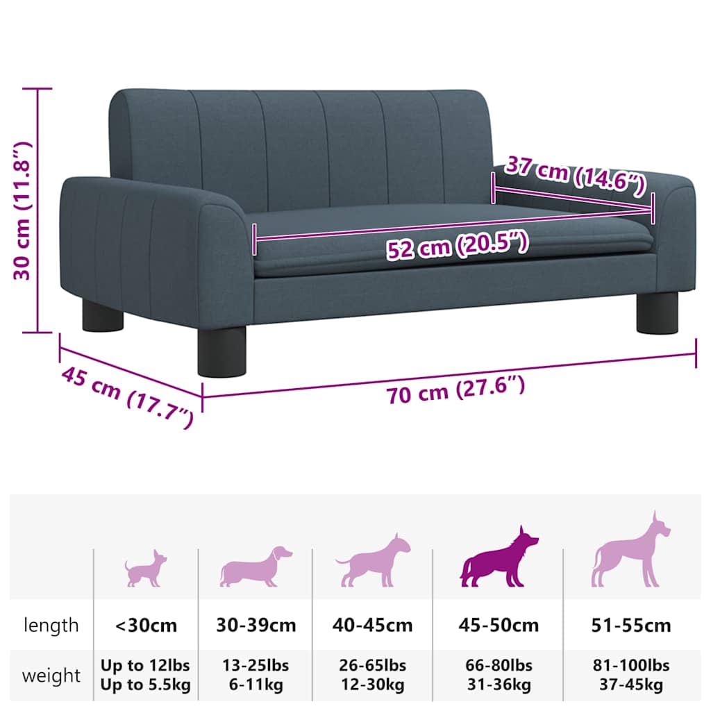 Cama para cães 70x45x30 cm tecido cinzento-acastanhado