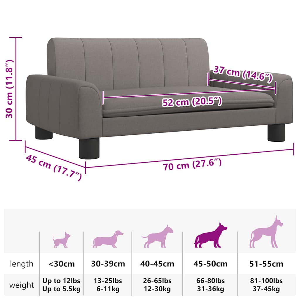 Cama para cães 70x45x30 cm tecido cinzento-acastanhado