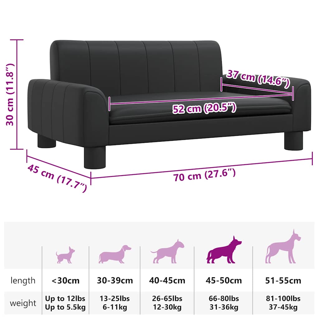 Cama para cães 60x40x30 cm couro artificial cinzento
