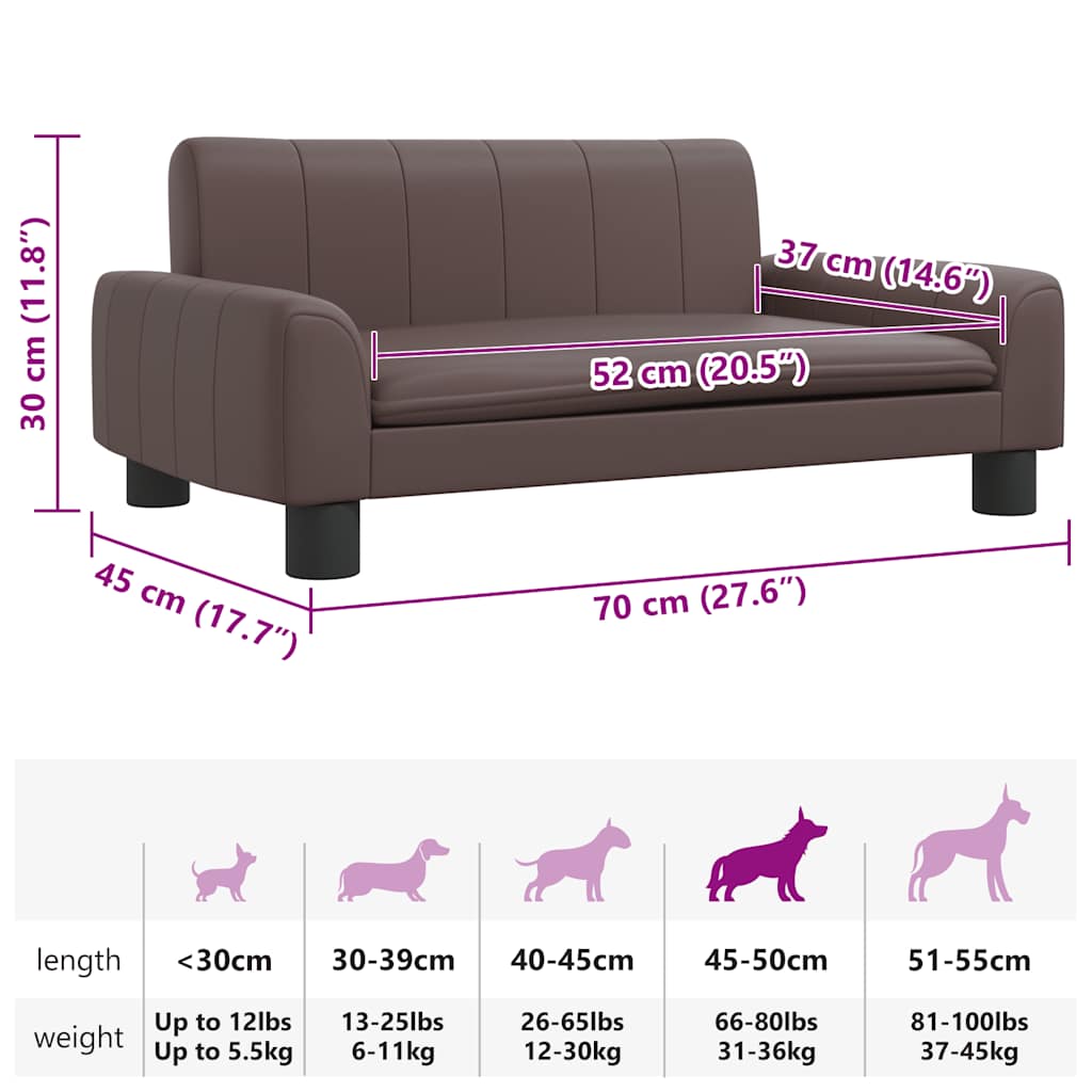 Cama para cães 60x40x30 cm couro artificial cinzento