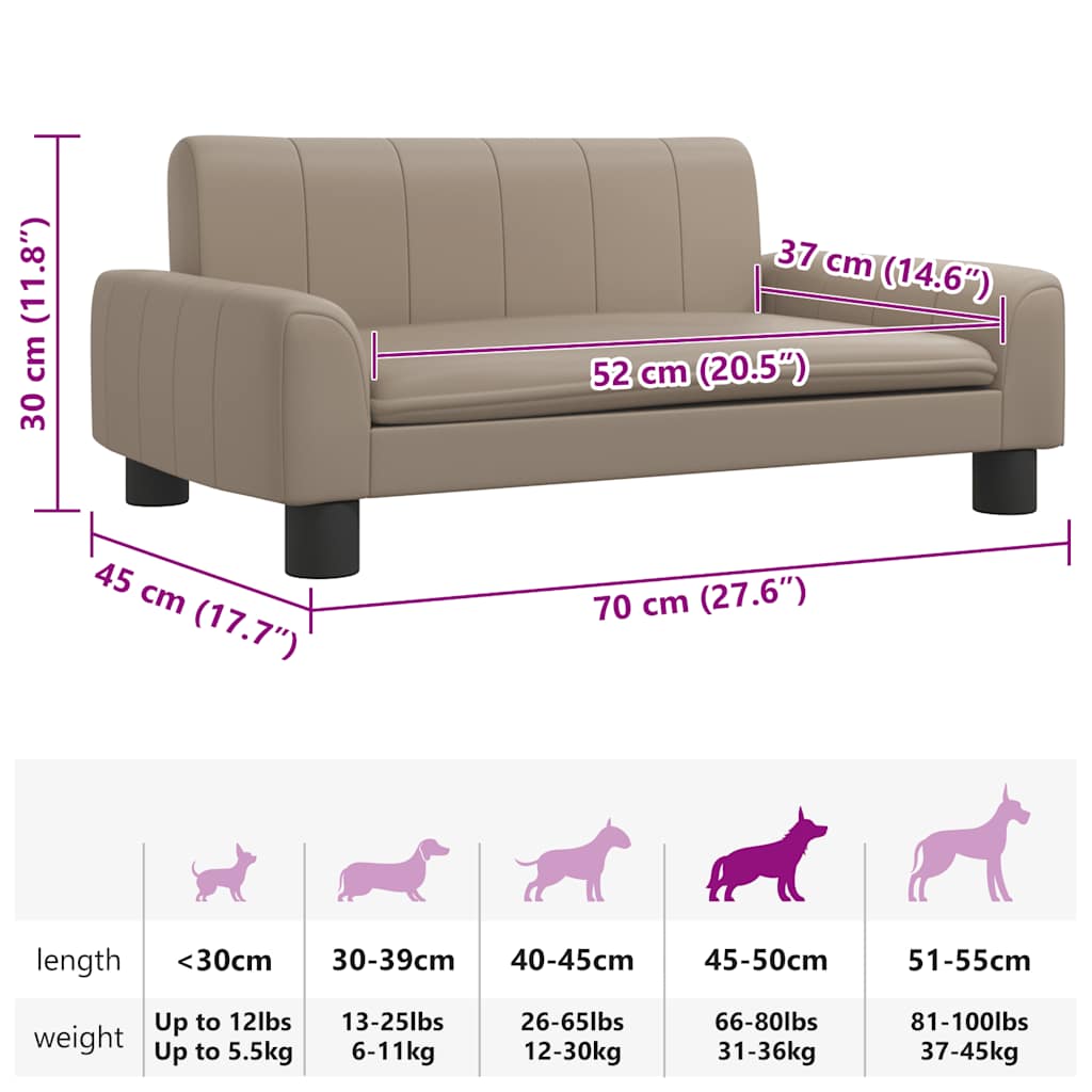 Cama para cães 60x40x30 cm couro artificial cinzento
