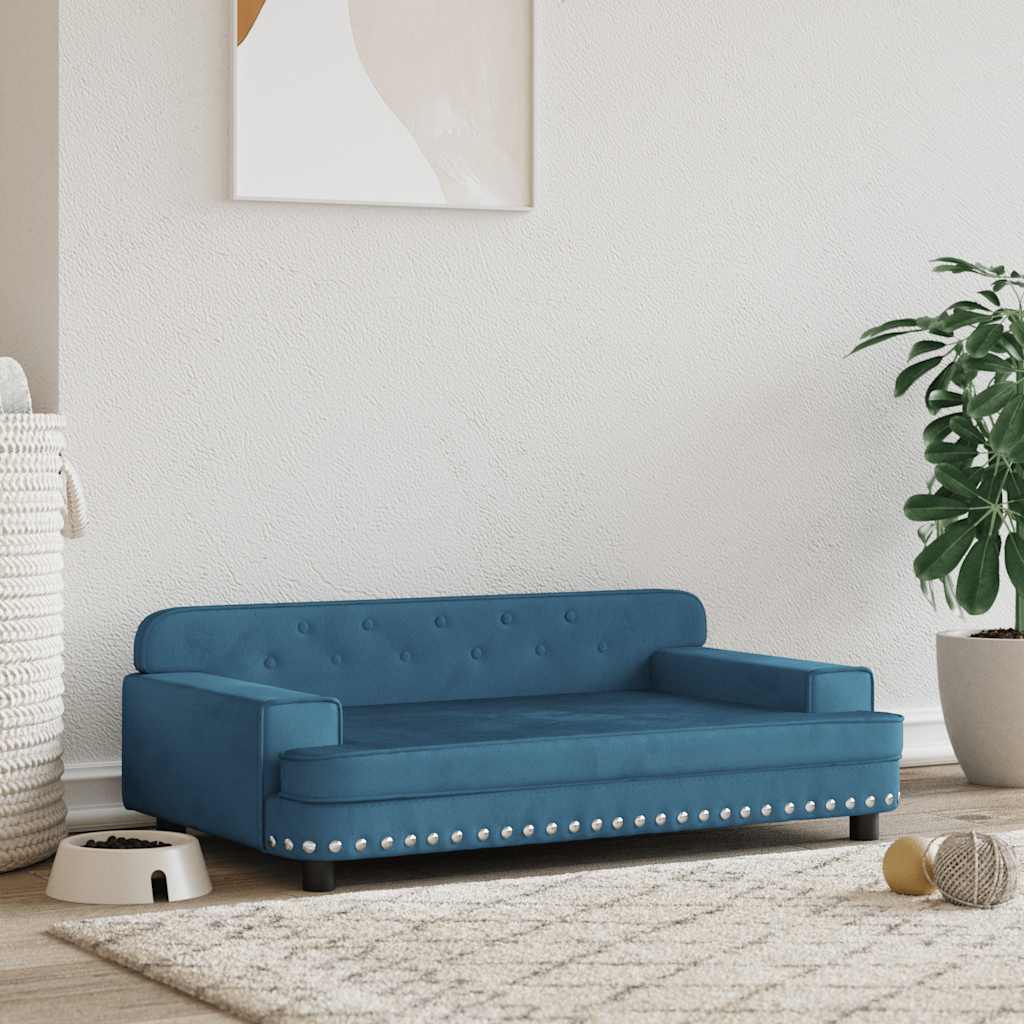 Cama para cães 60x40x30 cm veludo azul